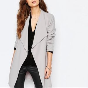 NEW LOOK Waterfall Crepe Blazer in Gray